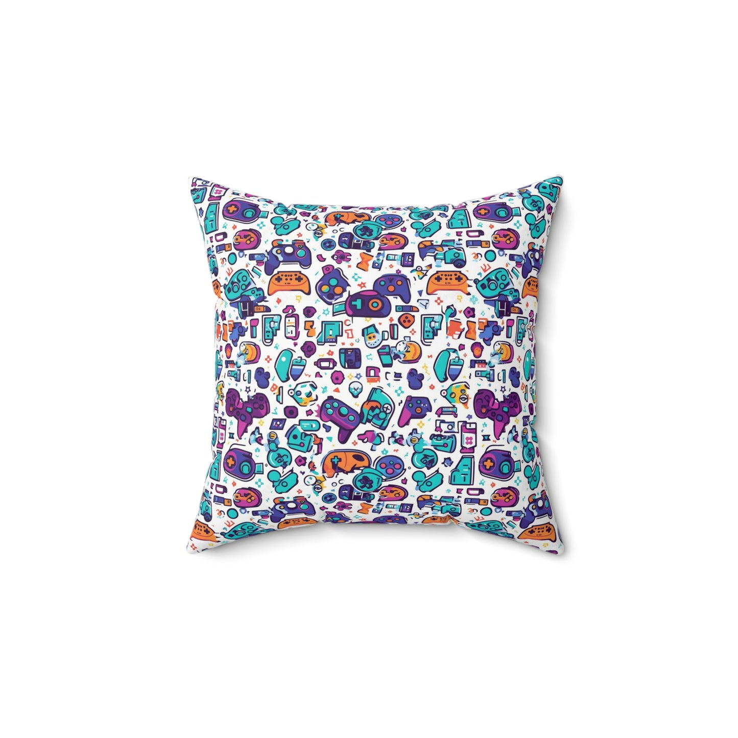 "Pixel Power: Abstract Gamer Pattern 14" x 14" Throw Pillow"