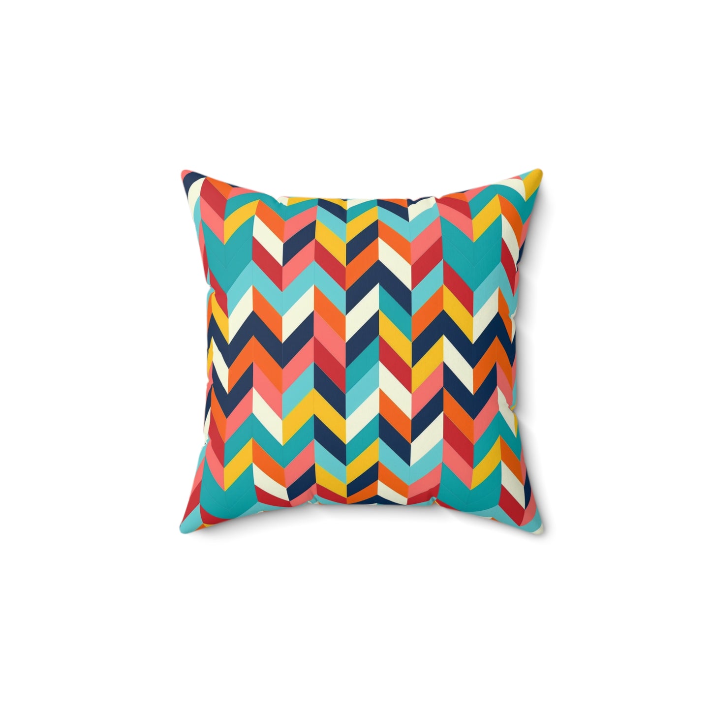 "Chromatic Chevron: Bright Colors in Abstract 14" x 14" Throw Pillow"