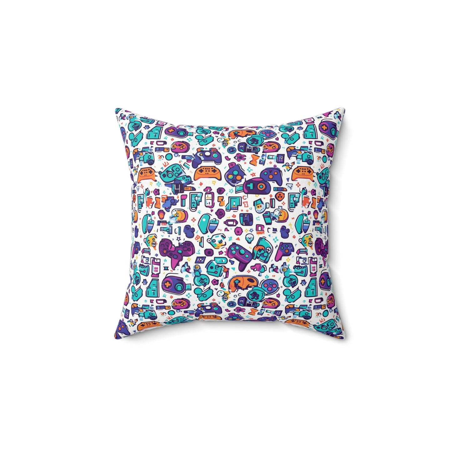 "Pixel Power: Abstract Gamer Pattern 14" x 14" Throw Pillow"