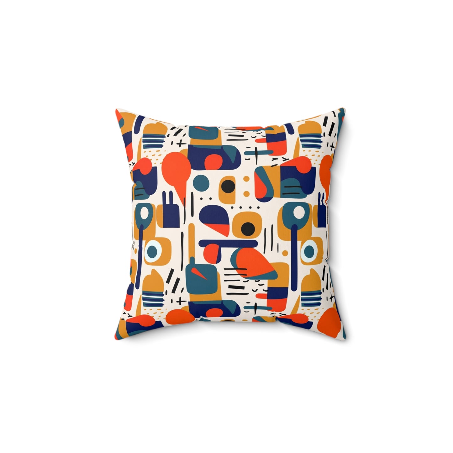 "Modern Harmony: Abstract Colors and Shapes White 14"x14" Throw Pillow